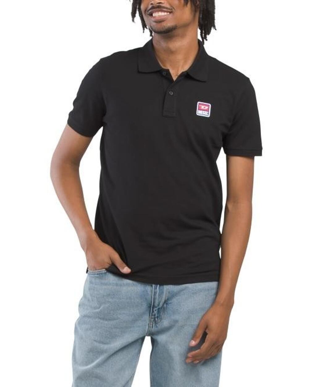 Diesel T-Smith 16-2 Polo Shirt Men's L Black Stretch Cotton Slim Fit NWT $110